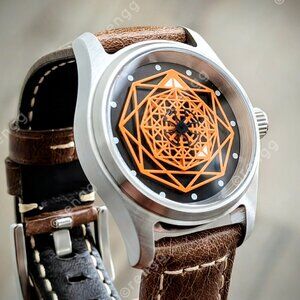 Full Automatic Kaleidoscope Dress Watch Mod 36mm  24jewels Black Orange